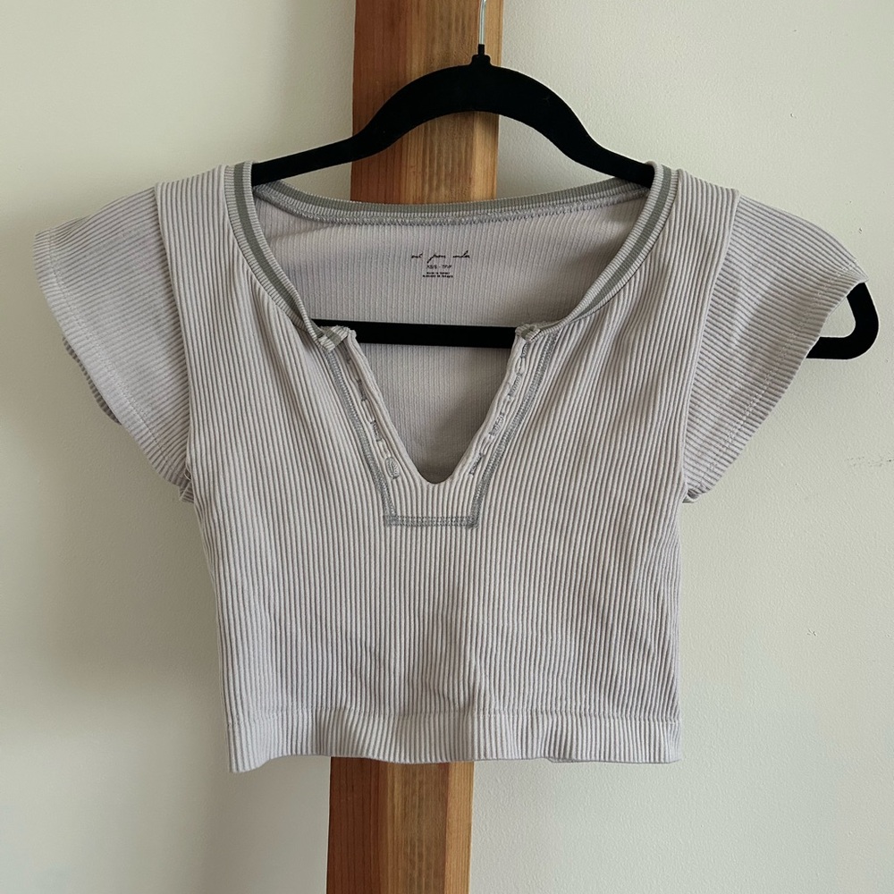 Urban Outfitters Gray Ribbed Crop Top